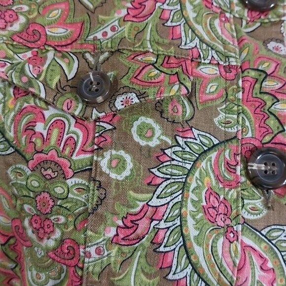 Charter Club Multicolor Paisley Floral Cotton Stretch Button Front Jacket XSP - Picture 4 of 12
